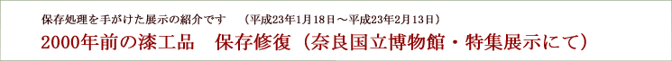 クリミア半島（ウクライナ）から出土した大変貴重な漢代漆器の保存処理を手がけました。