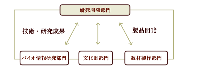 研究開発部門では、各部門での研究成果や技術を通じて、新しい製品開発にとりくんでいます。